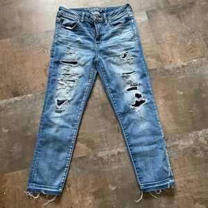 American Eagle Outfitters High-Rise Distressed Blue Jeans